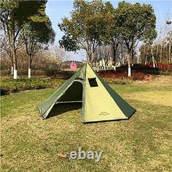 1-2 Person Teepee Tent for Outdoor Camping, Heated Chimney Shelter, Green