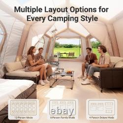 10-12 Person Inflatable Outdoor Camping Tent Large Family Tent With Stove Jack