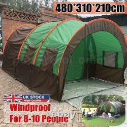 10 Man Large Waterproof Group Family Festival Camping Hiking Tunnel Tent Roo