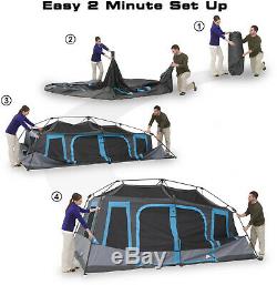 10-Person 2 Room Dark Rest Instant Cabin Tent Polyester Steel Outdoor Shelter