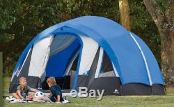 10-Person Blue/White Freestanding Tunnel Tent With Multi-Position Fly Hike Camping