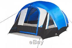 10-Person Blue/White Freestanding Tunnel Tent With Multi-Position Fly Hike Camping