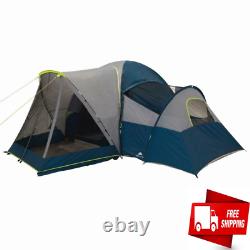 10-Person Family Camping Tent with 3 Rooms and Screen Porch EZ Setup w Mud Mat