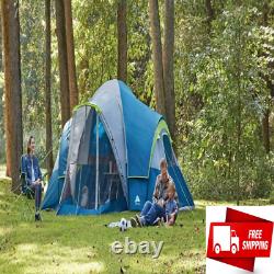 10-Person Family Camping Tent with 3 Rooms and Screen Porch EZ Setup w Mud Mat