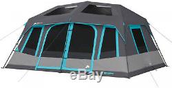 10-Person Instant Cabin Tent Dark Rest Blackout Windows Outdoor Camping