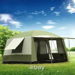 10 Person Travel Large Tent 2 Rooms Capacity Camping Home Family Hiking Tent