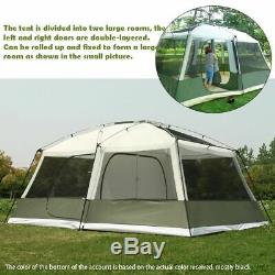 10 Person Travel Large Tent 2 Rooms Capacity Camping Home Family Hiking Tent