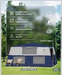 14.1'x6.5'x9' Inflatable Tent 6-10 Easy Setup Large Family Tent with 2 Doors