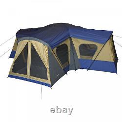 14-Person 4-Room Base Camp Tent 4 Entrances Camping Family Cabin Big Shelter New