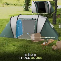 2 Bedroom Camping Tent with Living Area 3000mm Waterproof Green
