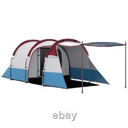 2 Man Outdoor Camping Tunnel Tent with Bedroom and Living Room and Porch, Red