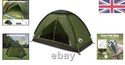 2 Person Camping Tent Waterproof 3000mm Dome 3 Season Fiberglass Pole Army Green