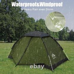 2 Person Camping Tent Waterproof 3000mm Dome 3 Season Fiberglass Pole Army Green