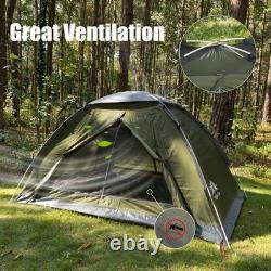 2 Person Camping Tent Waterproof 3000mm Dome 3 Season Fiberglass Pole Army Green