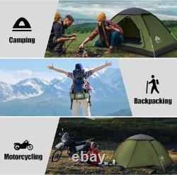 2 Person Camping Tent Waterproof 3000mm Dome 3 Season Fiberglass Pole Army Green