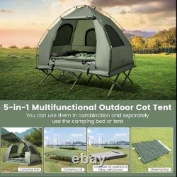 2 Person Foldable Camping Tent, Elevated Tent Cot with Camping Bed, Air Mattress