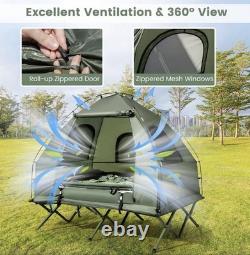 2 Person Foldable Camping Tent, Elevated Tent Cot with Camping Bed, Air Mattress