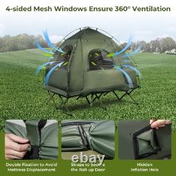 2-Person Folding Camping Tent Elevated With Air Mattress & Sleeping Bags