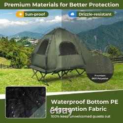 2-Person Folding Camping Tent Elevated With Air Mattress & Sleeping Bags