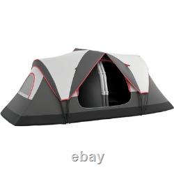 2 Room Camping Tent with Waterproof Rainfly & Screen Panels Grey