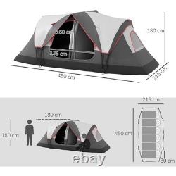 2 Room Camping Tent with Waterproof Rainfly & Screen Panels Grey