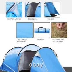2 to 3 Man Tunnel Camping Tent with Porch Vestibule Rainfly & Air Vents Shelter