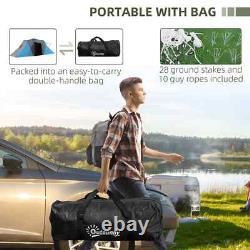 2000mm Large Camping Tent Tunnel Tent with 2 Bedroom and Living Area Waterproof