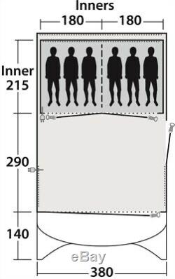 2019 OUTWELL WILLWOOD 6 BERTH LARGE FAMILY POLED TUNNEL TENT 110940 camping
