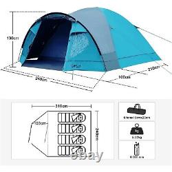 3-4 Man Tent with Porch, Camping Tent for 3 to 4 Persons with Sewn-in Groundsheet