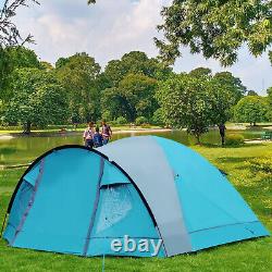 3-4 Man Tent with Porch, Camping Tent for 3 to 4 Persons with Sewn-in Groundsheet