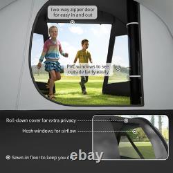 3 4 Man Tunnel Tent Black Air Vents Carry Bag Festival Fibreglass Poles FOXDEN