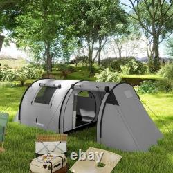 3-4 Person Camping Tent Large Family Tunnel Waterproof 3000mm with 2 Rooms