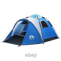 3-4 Person Dome Camping Tent, Full Waterproof Holiday Family Pop Up Auto Tent
