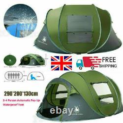 3 4 Person Family Large Tent Camping Instant Pop Up Tent Picnic Hiking 3 Season