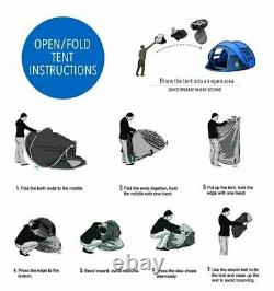 3 4 Person Family Large Tent Camping Instant Pop Up Tent Picnic Hiking 3 Season