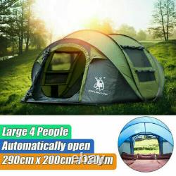 3-4 Person Man Pop Up Tent Camping Large Family Hiking Tents Outdoor Waterproof