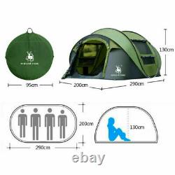 3-4 Person Man Pop Up Tent Camping Large Family Hiking Tents Outdoor Waterproof