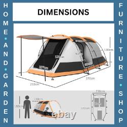 3-4 Person Tunnel Camping Tent 2000mm Waterproof Family Shelter with Carry Bag