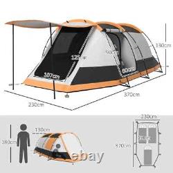3-4 Person Tunnel Camping Tent 2000mm Waterproof Family Shelter with Carry Bag