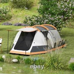 3-4 Person Tunnel Camping Tent 2000mm Waterproof Family Shelter with Carry Bag