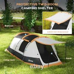 3-4 Person Tunnel Camping Tent 2000mm Waterproof Family Shelter with Carry Bag