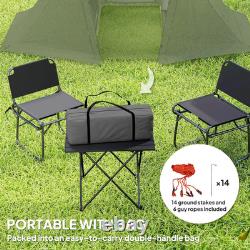 3 Man Camping Tent with 2 Bedrooms Waterproof Family Dome Tent Festival FOXDEN