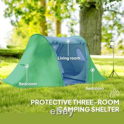 3 Man Camping Tent with Living Area and 2 Bedrooms, 3000mm Waterproof