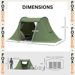 3 Man Dome Tent 3000mm Waterproof Windows Sewn-in Groundsheet Multi Room FOXDEN