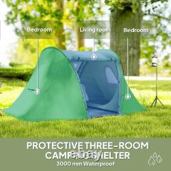 3 Man Dome Tent 3000mm Waterproof Windows Sewn-in Groundsheet Multi Room FOXDEN