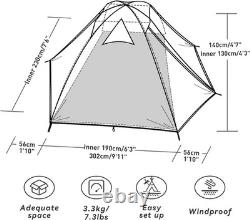 3 Person 4 Season Waterproof Tent 2 Room Dome Aluminium Poles Backpacking Green