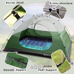 3 Person 4 Season Waterproof Tent 2 Room Dome Aluminium Poles Backpacking Green