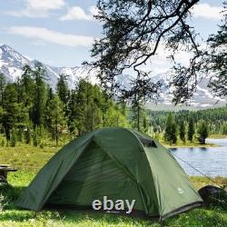 3 Person 4 Season Waterproof Tent 2 Room Dome Aluminium Poles Backpacking Green