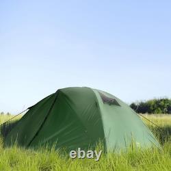3 Person 4 Season Waterproof Tent 2 Room Dome Aluminium Poles Backpacking Green
