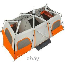 3 Room Camping Instant Cabin Tent Integrated LED Light 12 Person Outdoor Shelter